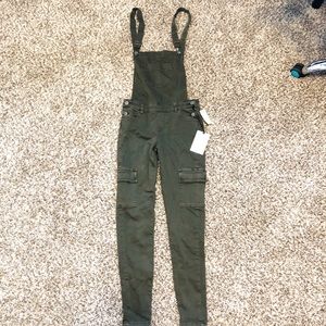Kendall + Kylie cargo green overalls size 24 NWT